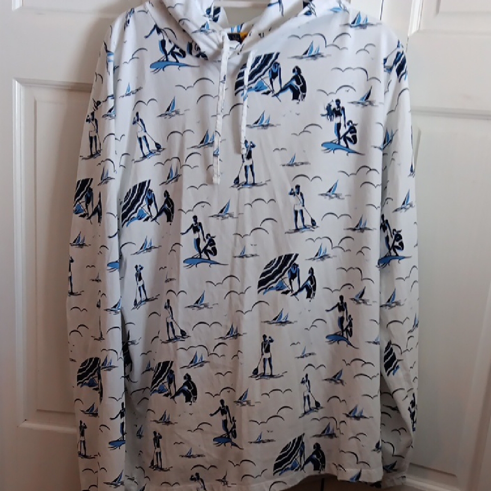 Polo Ralph Lauren White Hoodie with Blue Print